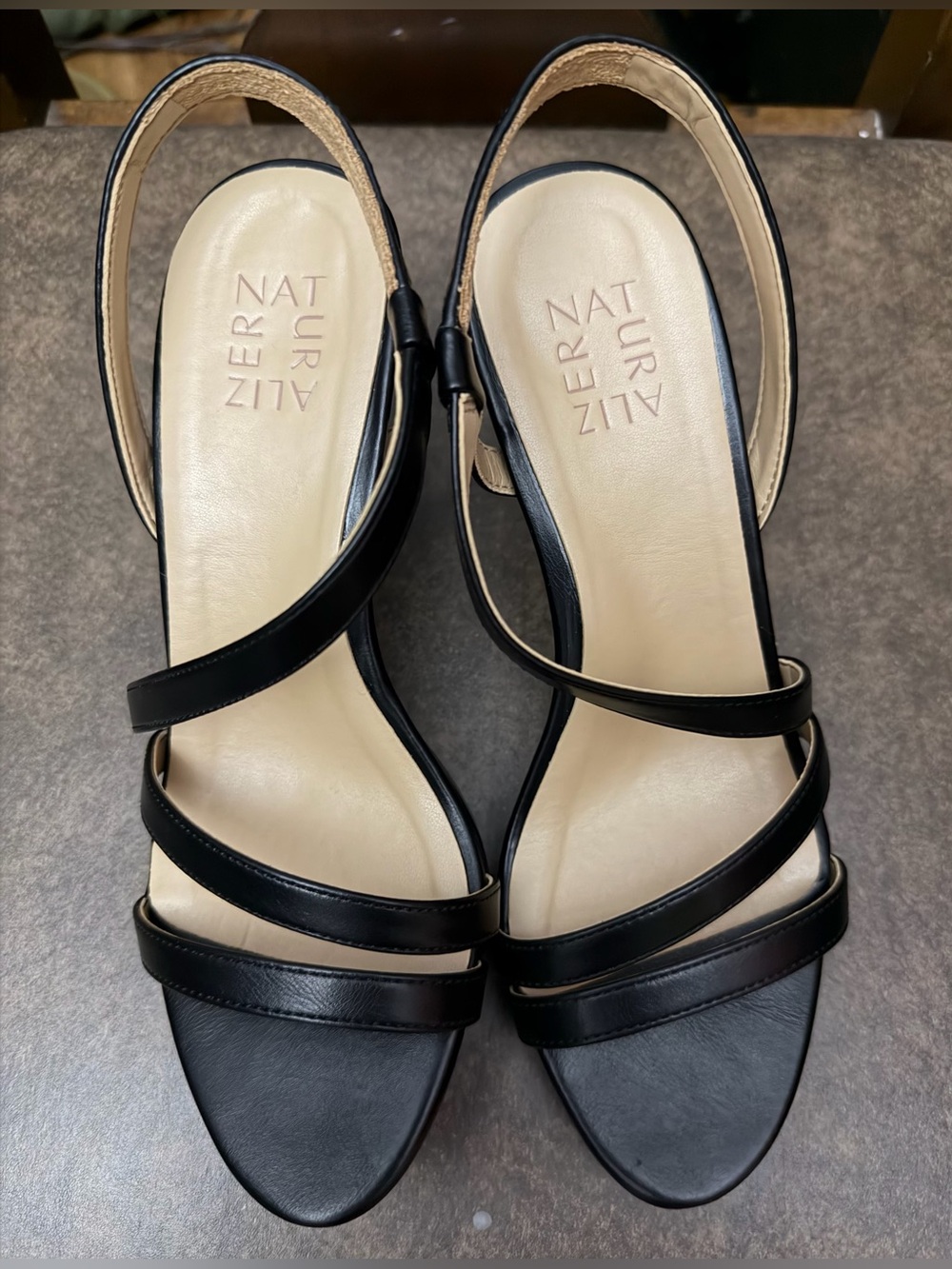 Naturalizer Black Multi-Strap Slingback Heels